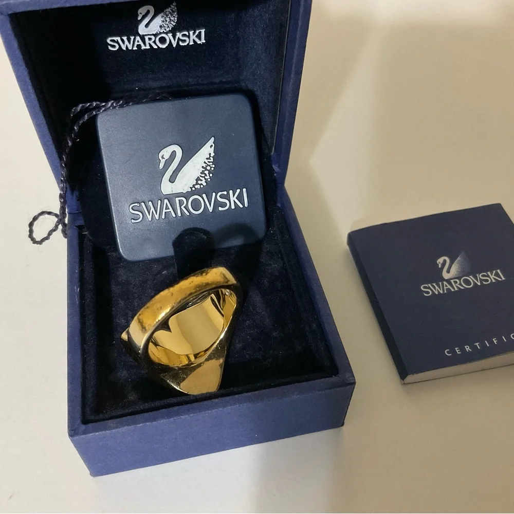 Gold Plated Swarovski Pave Crystal Ring